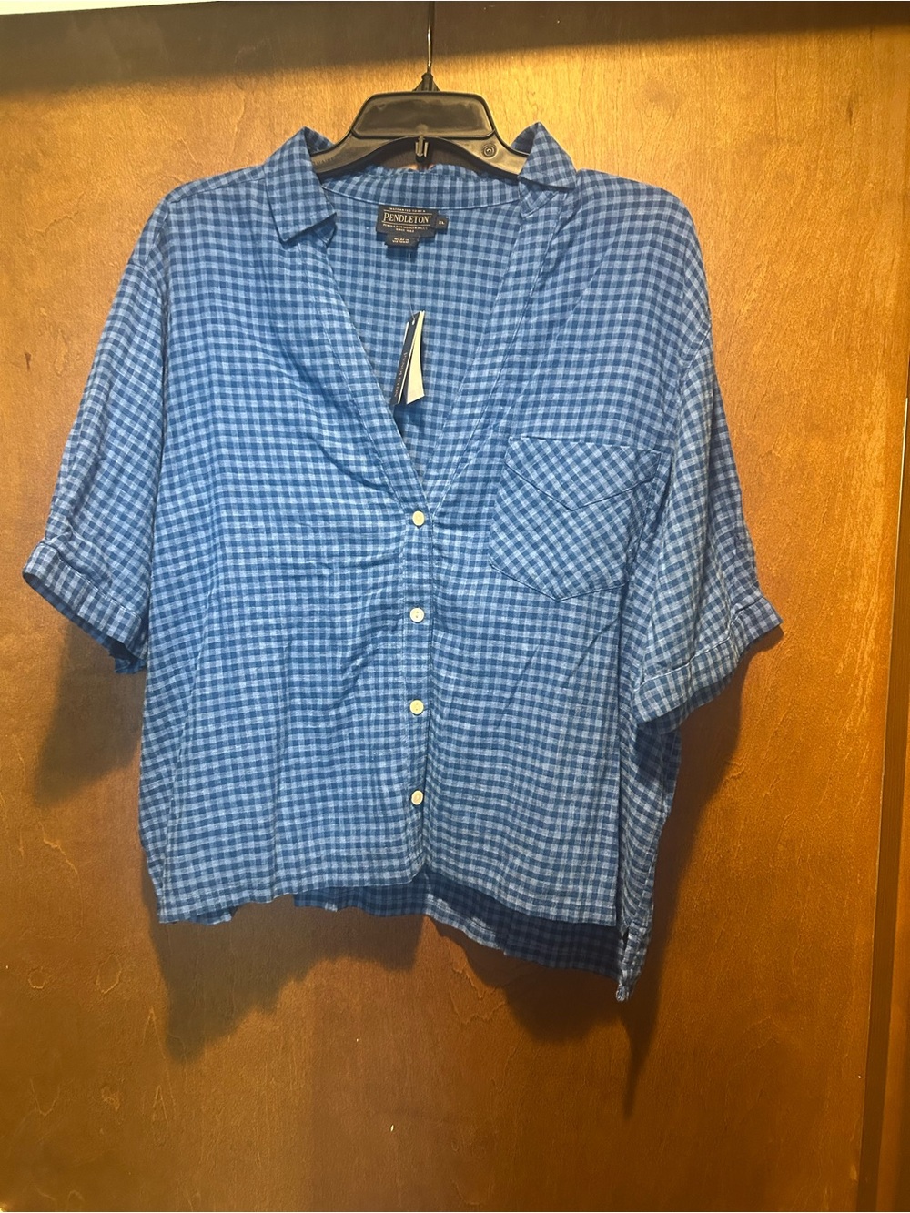 Pendleton Blue Gingham Camp Collar Shirt